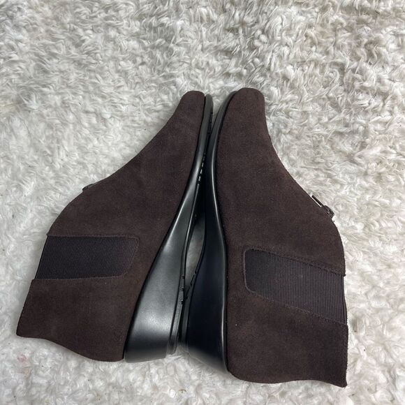 Aerosoles StichnTurn leather suede Brown ankle boots front zipper size 11 - Picture 4 of 10